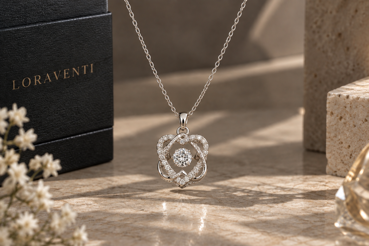 Loraventi Amoréa Silver heart inspired necklace luxury still life